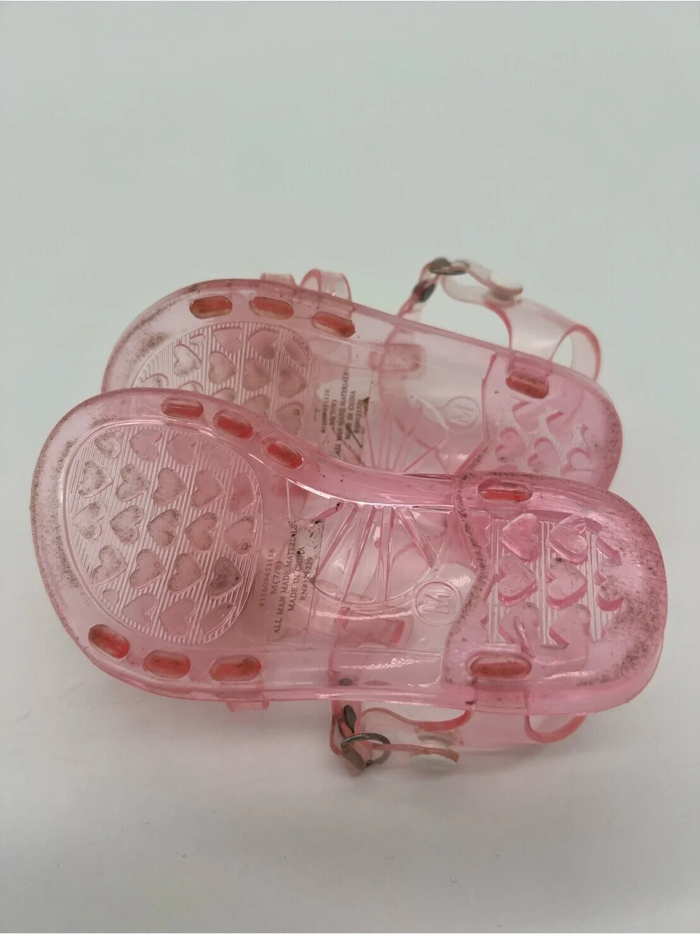 Girls Jelly Pink Rubber Sandals Size M 7/8 With Flower Beach Sandals